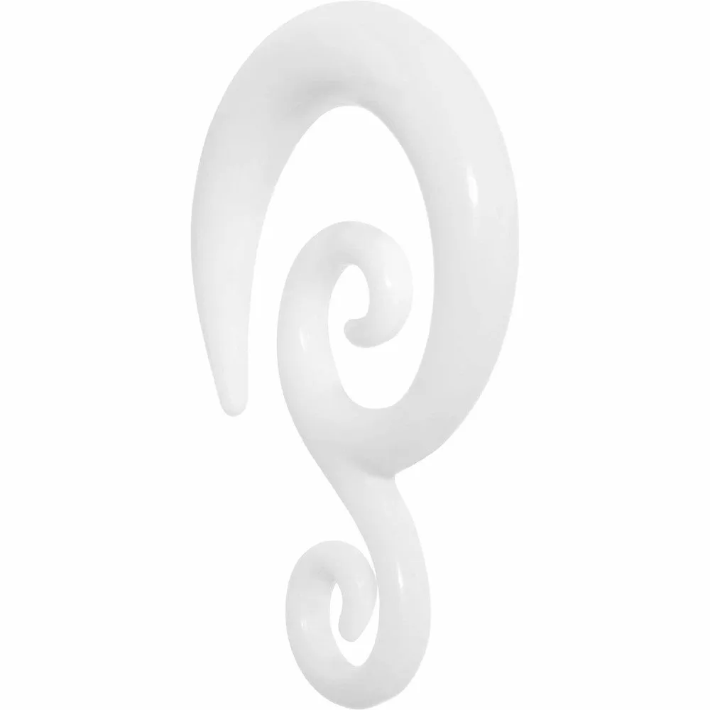 0 Gauge White Acrylic Swirl Spiral Taper