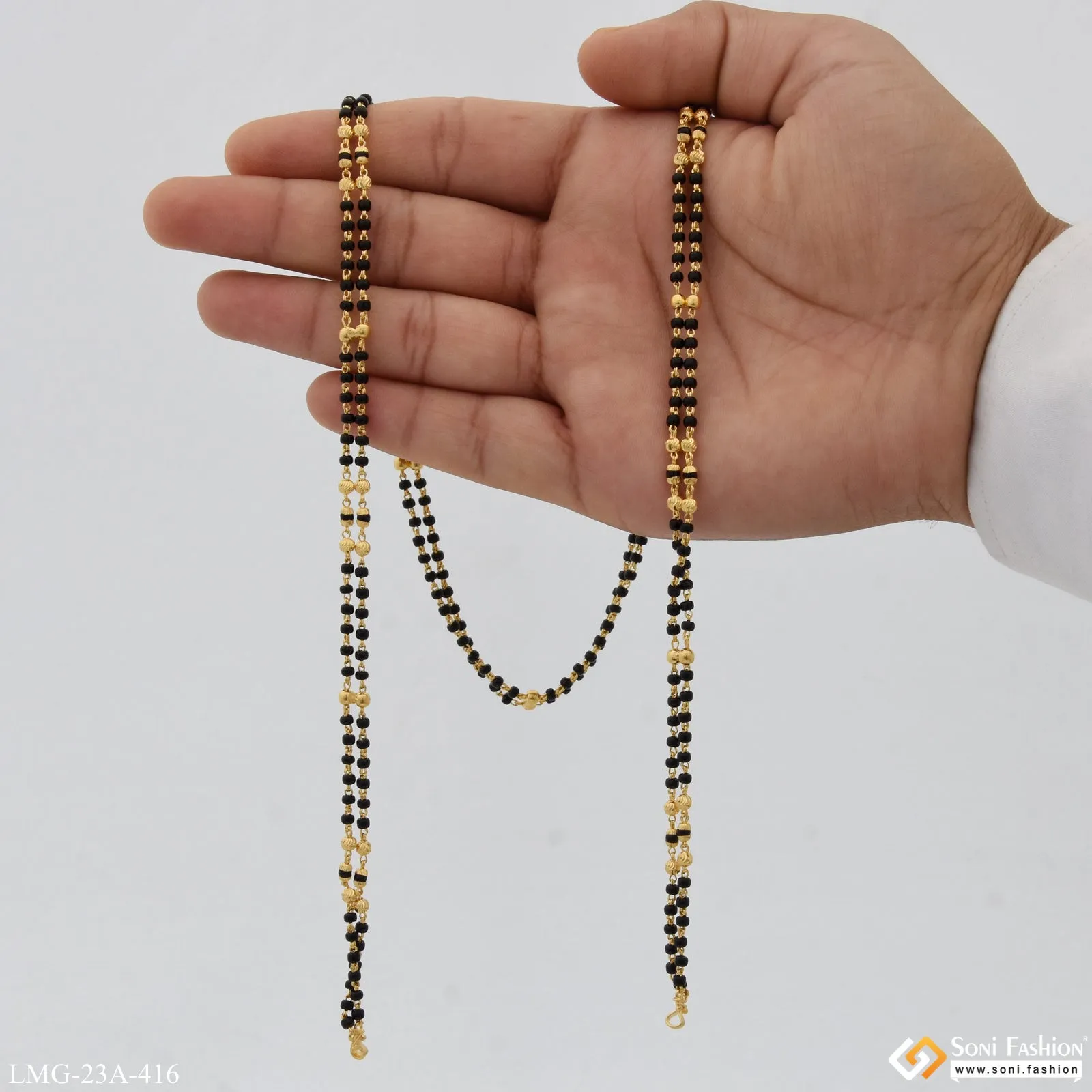 1 Gram Gold Plated 2 Line Charming Design Mangalsutra Dori for Women - Style A416