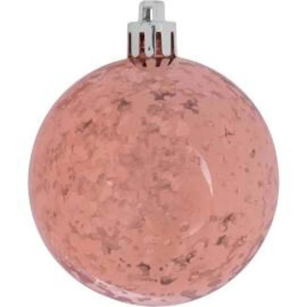 4PK - 6" Rose Gold Shiny Mercury Shatterproof Ball Christmas Ornaments