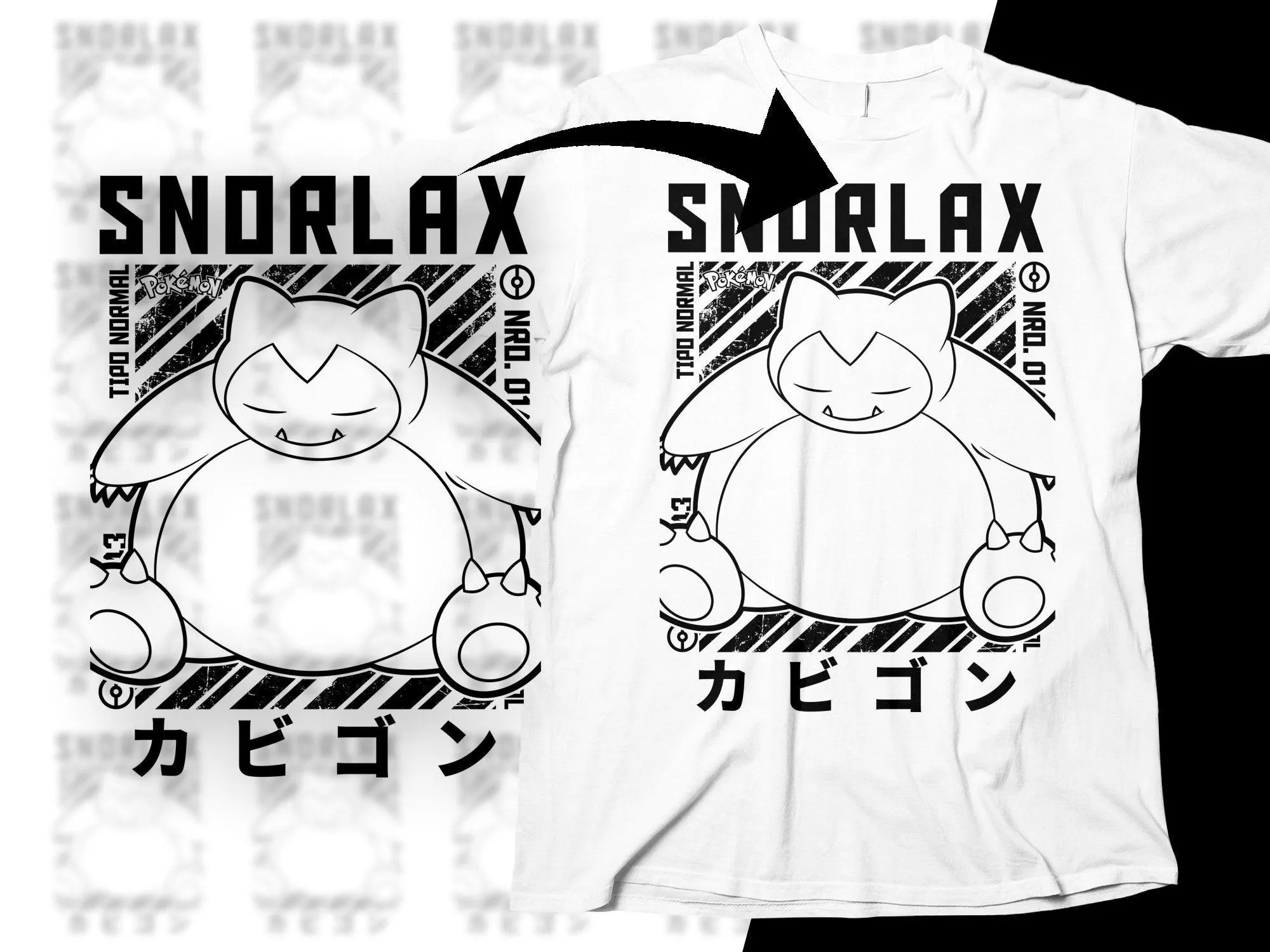 Black Snorlax Pokemon Bold Design Graphic Japanese Style Png Digital Download
