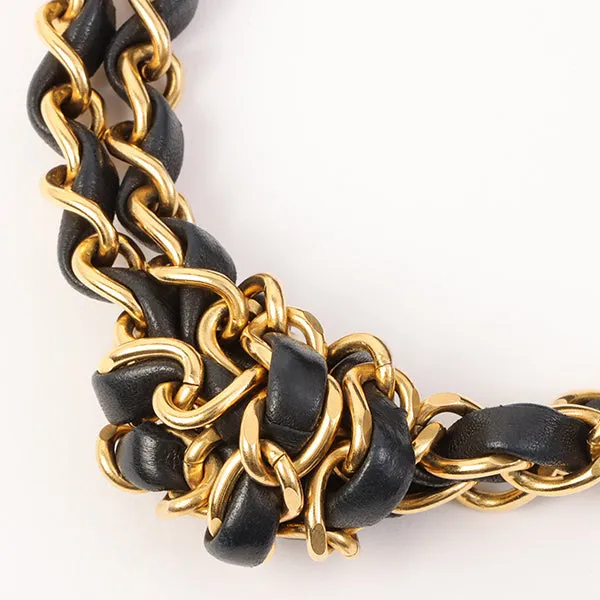 Chanel Around 1995 Made Trun-Lock Logo Charm Chain Bag Black