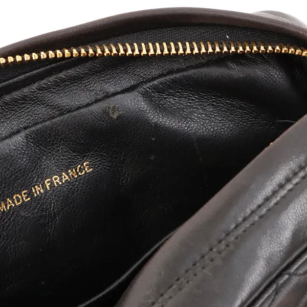 Chanel Around 1995 Made Trun-Lock Logo Charm Chain Bag Black