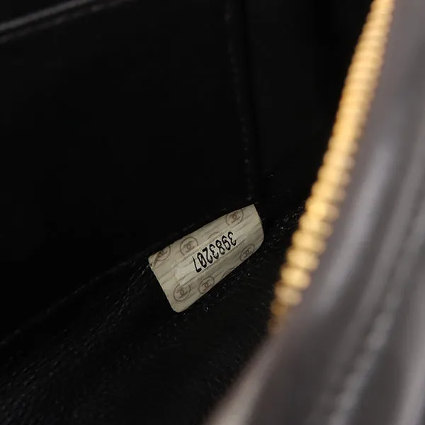 Chanel Around 1995 Made Trun-Lock Logo Charm Chain Bag Black