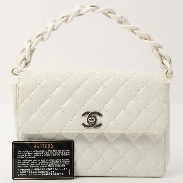 Chanel Around 1996 Made Pvc Turn-Lock Plastic Chain Handbag White