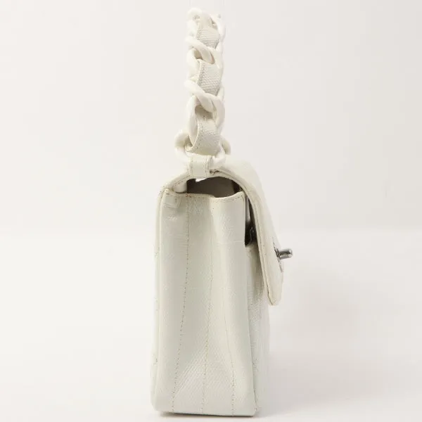 Chanel Around 1996 Made Pvc Turn-Lock Plastic Chain Handbag White