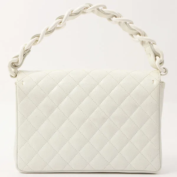 Chanel Around 1996 Made Pvc Turn-Lock Plastic Chain Handbag White