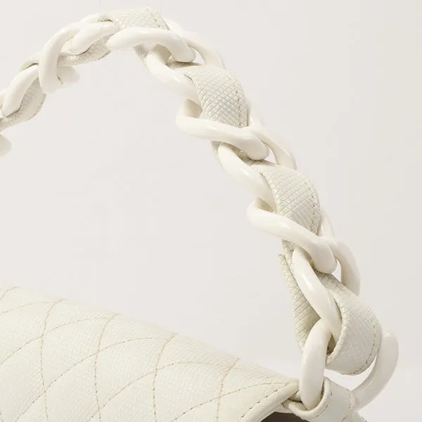 Chanel Around 1996 Made Pvc Turn-Lock Plastic Chain Handbag White
