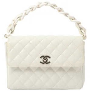 Chanel Around 1996 Made Pvc Turn-Lock Plastic Chain Handbag White
