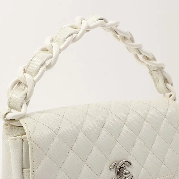 Chanel Around 1996 Made Pvc Turn-Lock Plastic Chain Handbag White