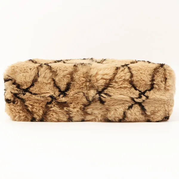 Chanel Around 2000 Made Lapin Fur Cc Mark Plate Chain Bag Beige
