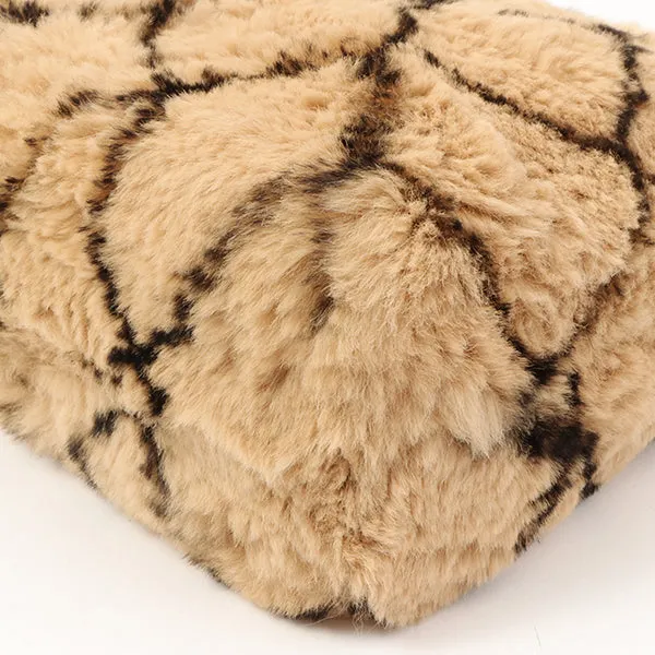 Chanel Around 2000 Made Lapin Fur Cc Mark Plate Chain Bag Beige