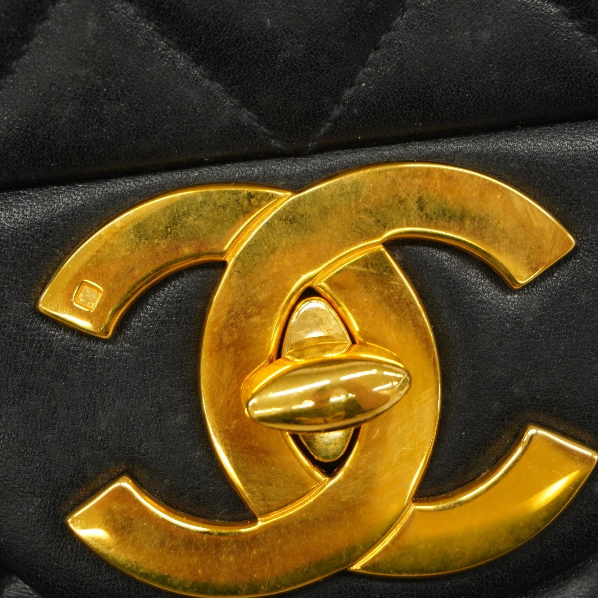 CHANEL   Matelasse Big Matelasse W Chain Women's Leather Shoulder Bag Black