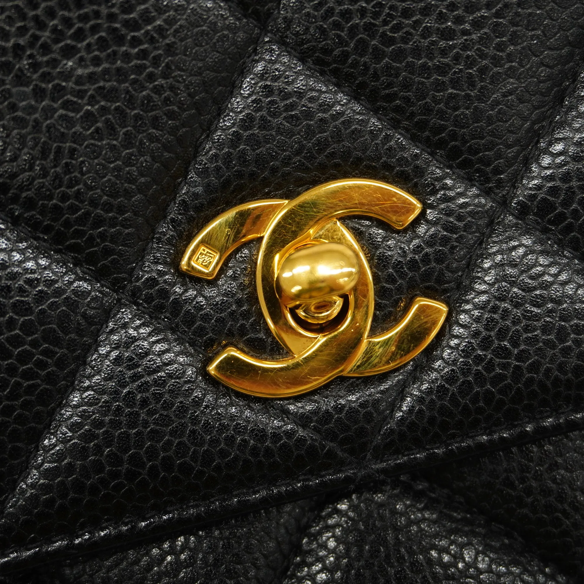 CHANEL   Matelasse Chain Shoulder Women's Caviar Leather Shoulder Bag Black
