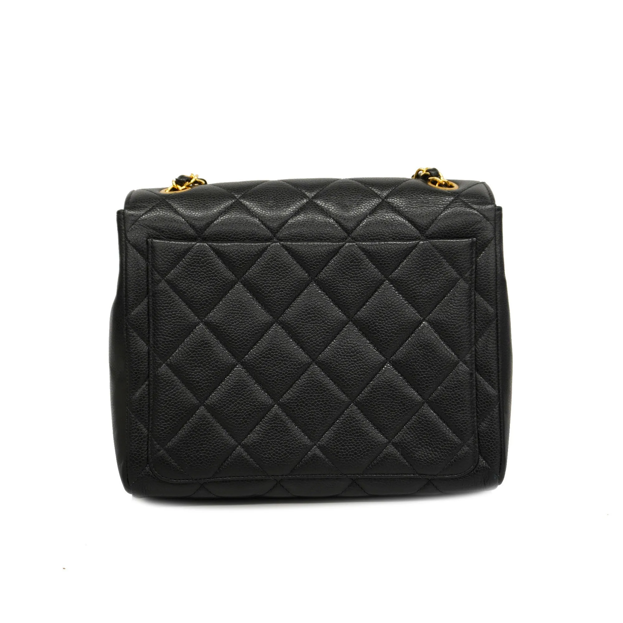 CHANEL   Matelasse Chain Shoulder Women's Caviar Leather Shoulder Bag Black