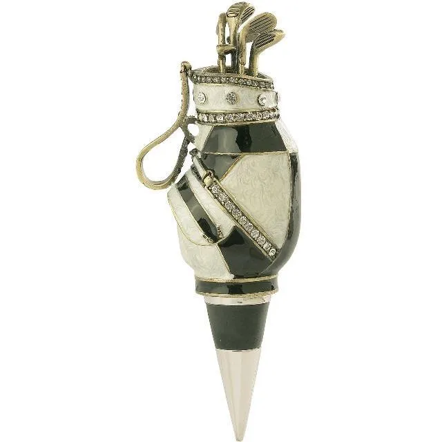 Enameled Golf Bag Wine  Bottle Stopper with Crystals