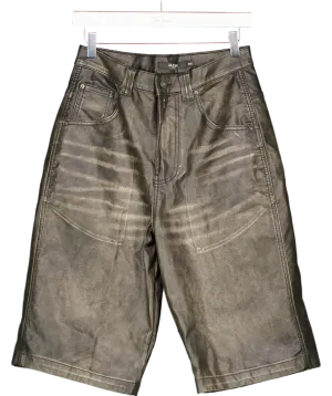 jaded Black Ash Faux Leather Colossus Shorts W26