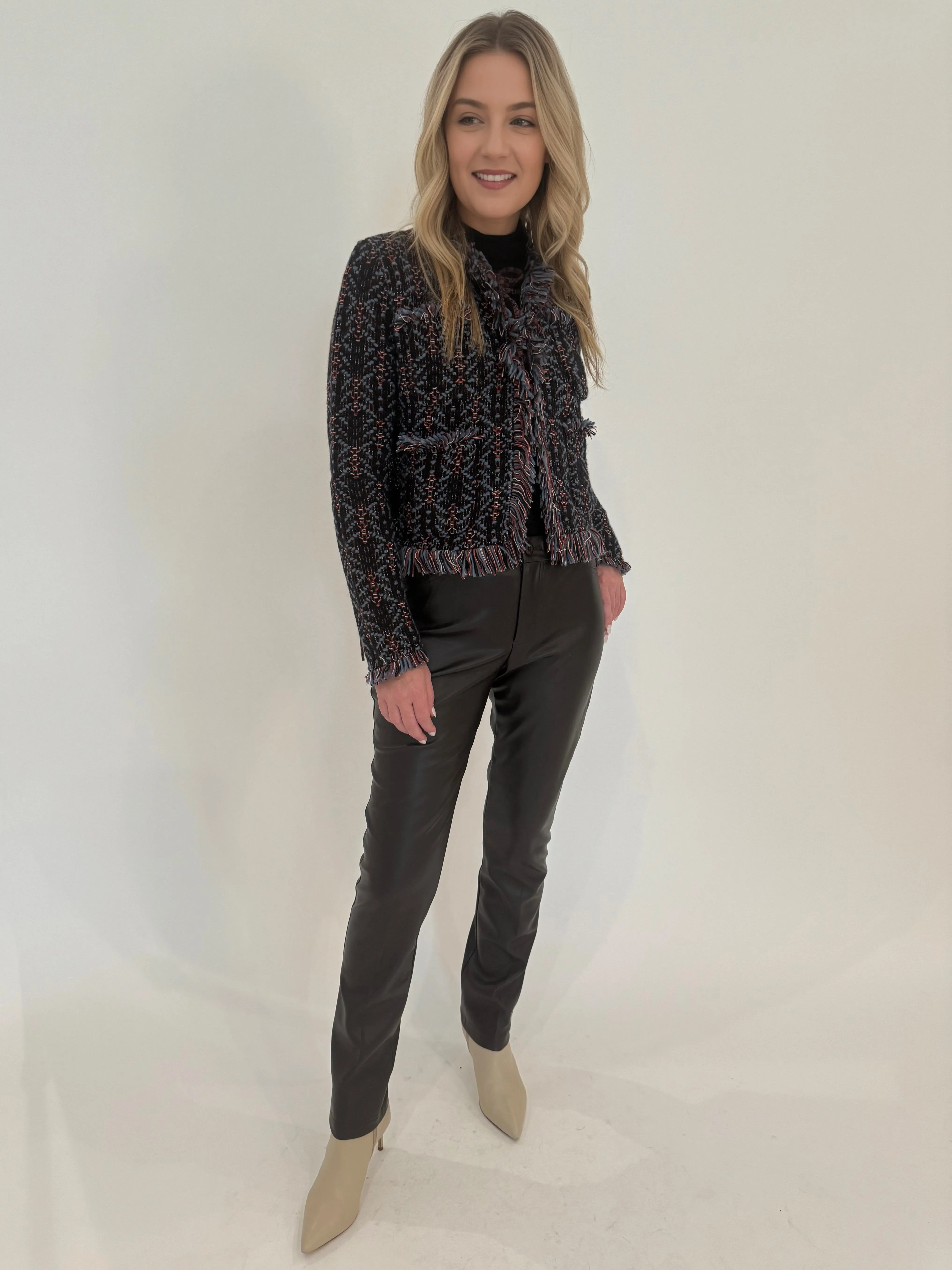 Jilian Faux Leather Slim Jeans - Black