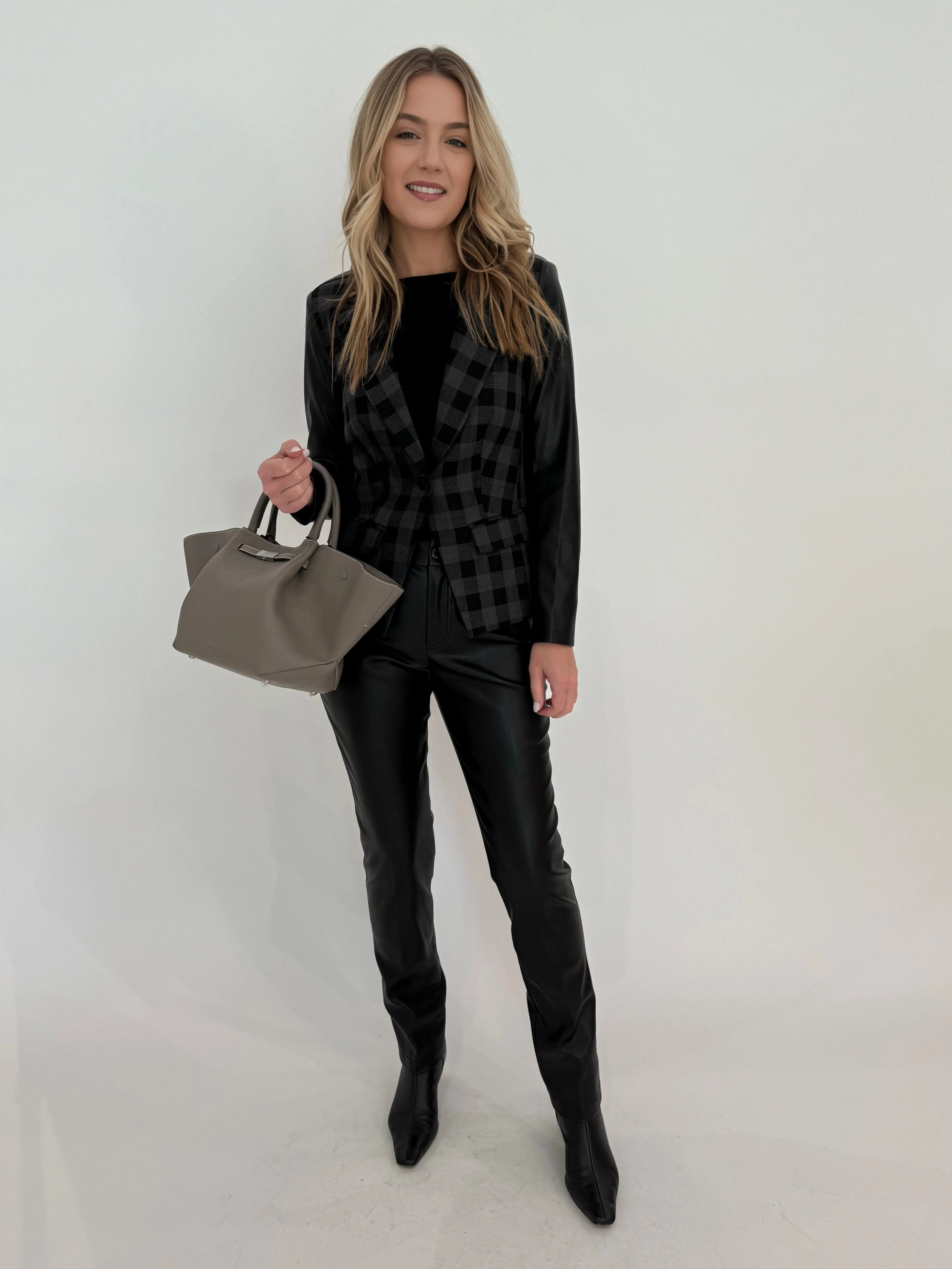 Jilian Faux Leather Slim Jeans - Black