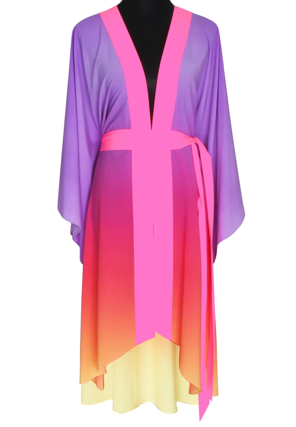 Monochrome Ombre - Love Kimono Skull (Neon Pink) - Long