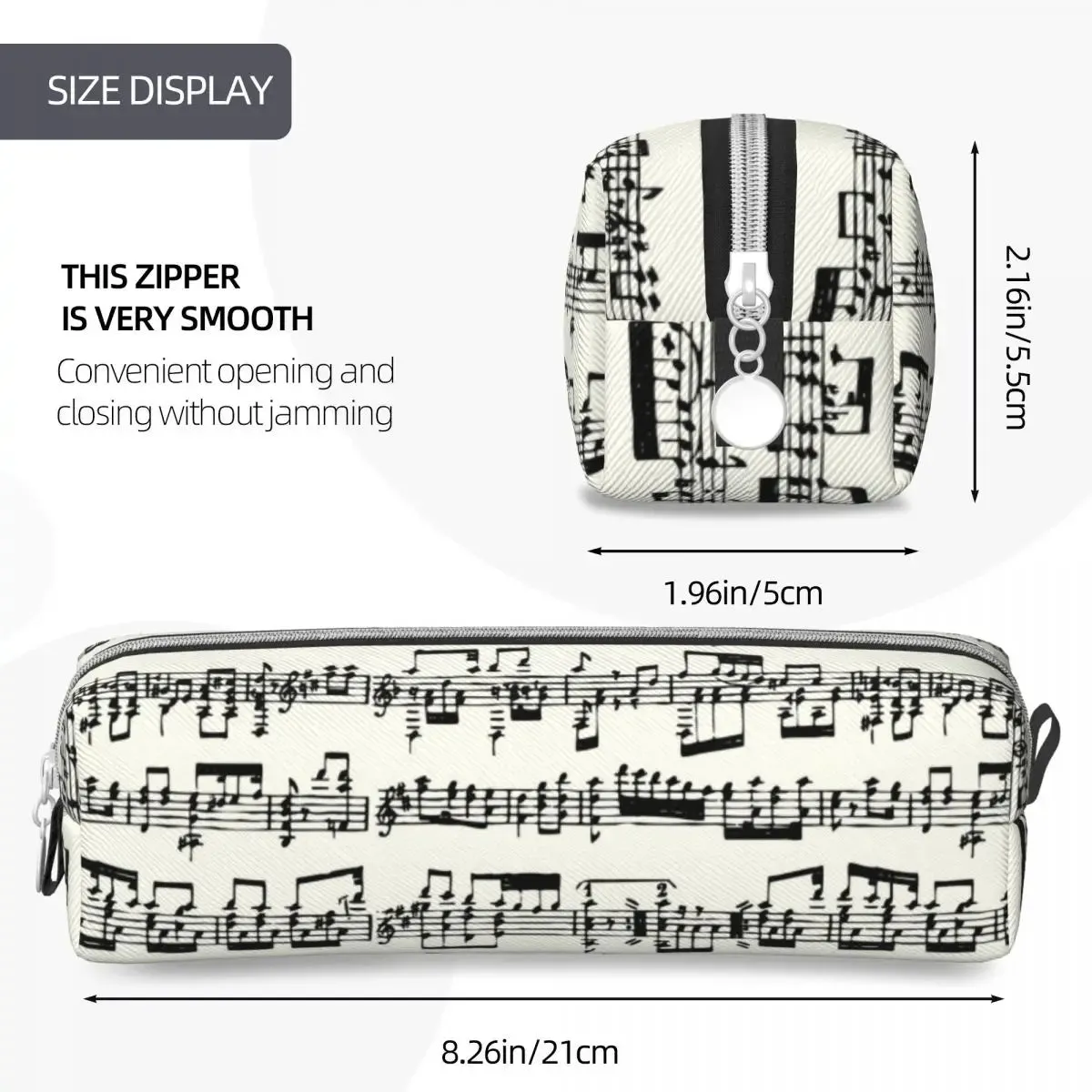 piano notes pencil case white