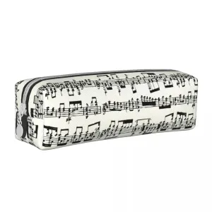 piano notes pencil case white