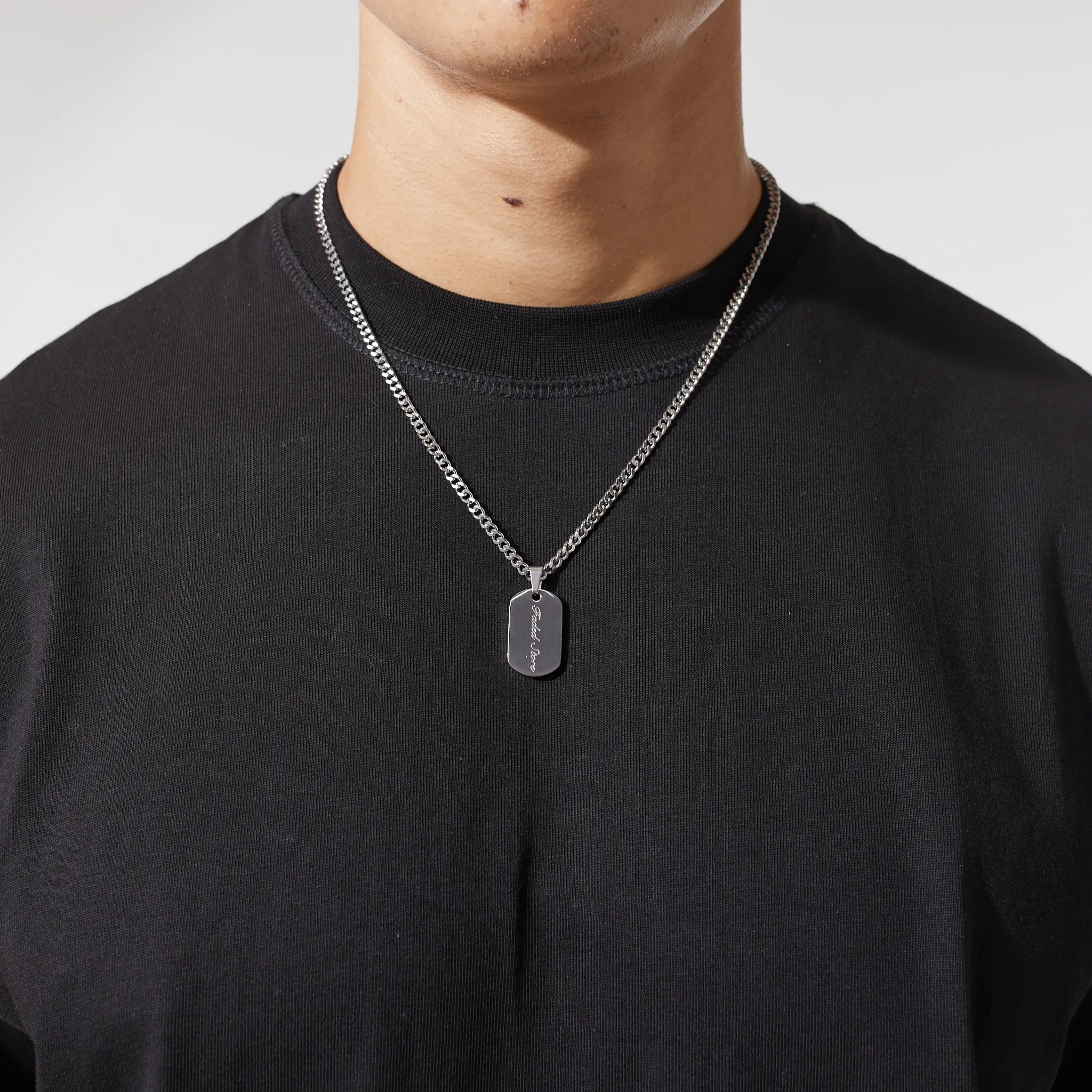Tag Pendant Necklace | Silver