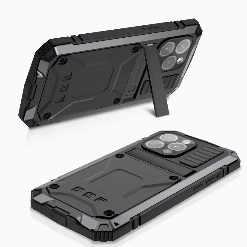 with Kickstand Military Heavy Duty Hard Phone Case Built in Screen for iPhone