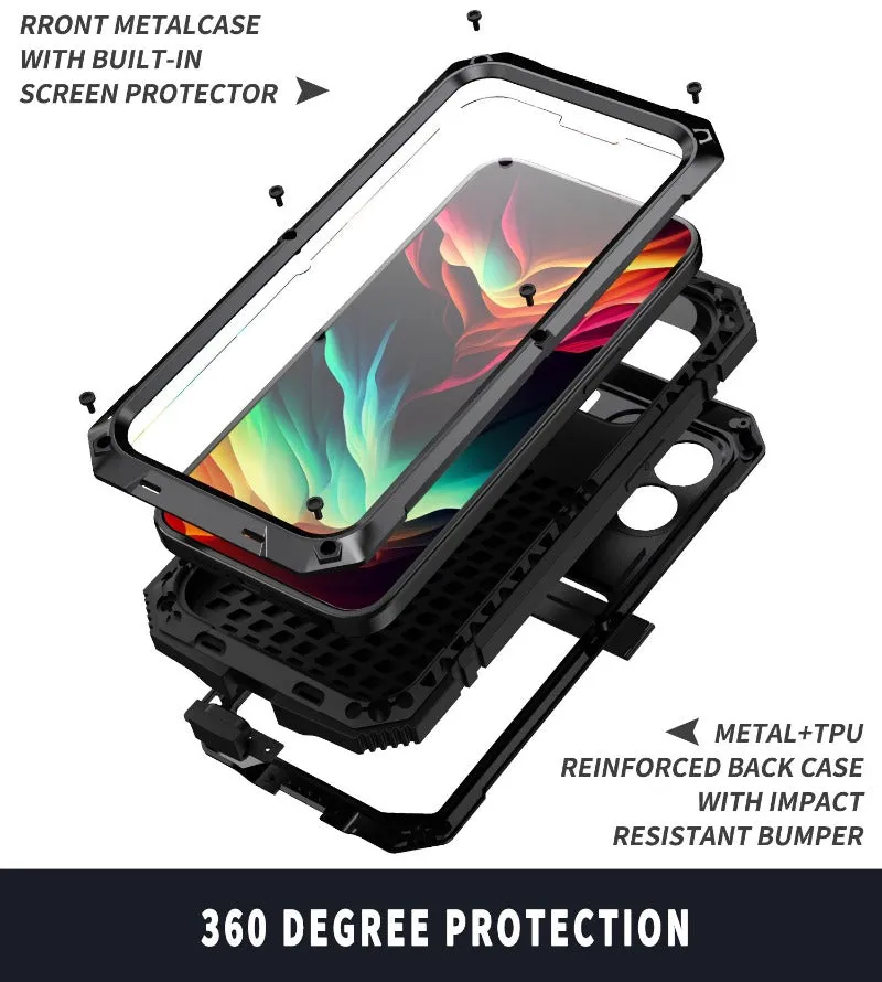 with Kickstand Military Heavy Duty Hard Phone Case Built in Screen for iPhone