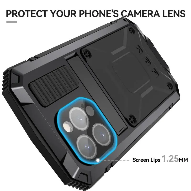 with Kickstand Military Heavy Duty Hard Phone Case Built in Screen for iPhone