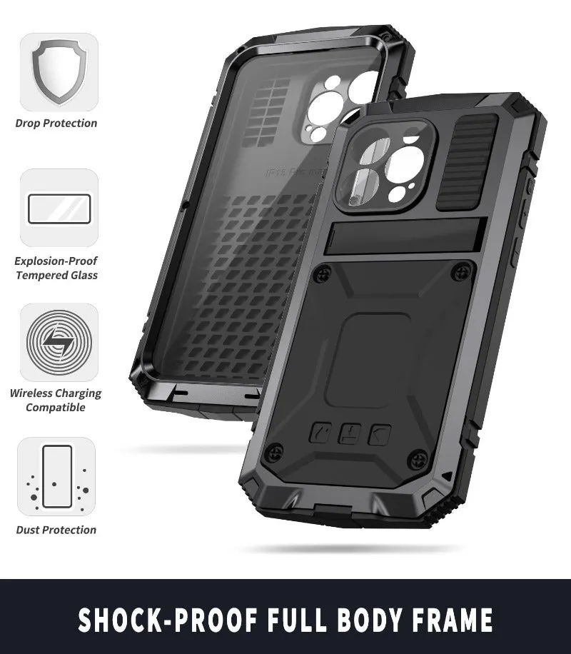 with Kickstand Military Heavy Duty Hard Phone Case Built in Screen for iPhone