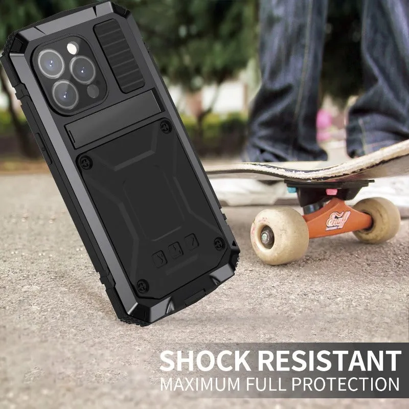 with Kickstand Military Heavy Duty Hard Phone Case Built in Screen for iPhone