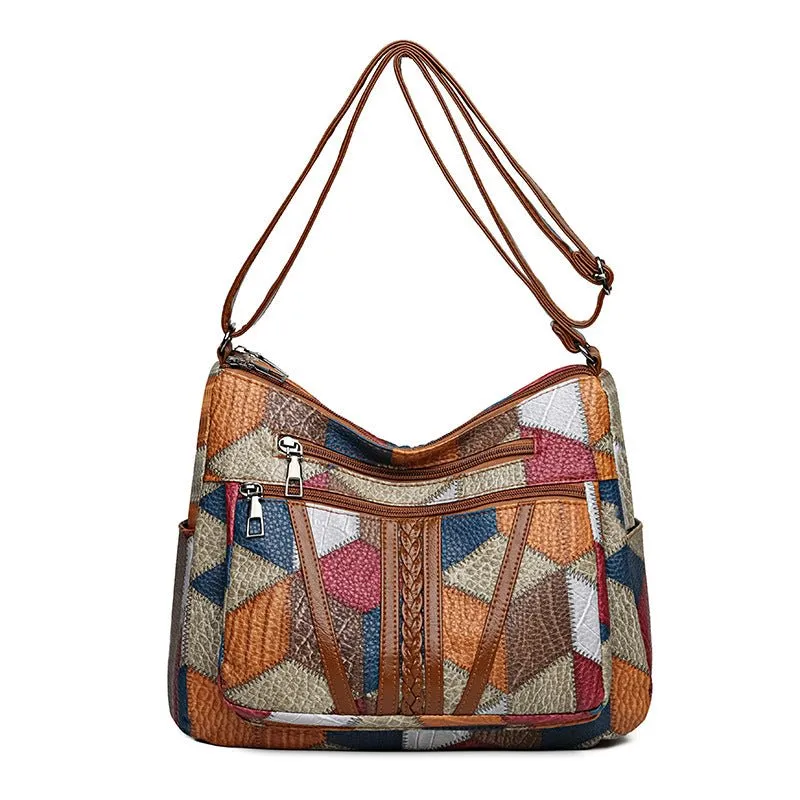 Women's Large Capacity Splicing Work Commuting Travelling Multi-pocket Crossbody Shoulder Bag