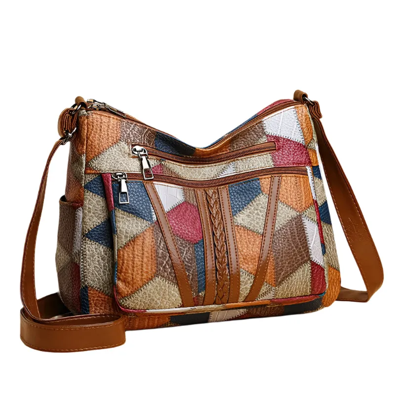 Women's Large Capacity Splicing Work Commuting Travelling Multi-pocket Crossbody Shoulder Bag