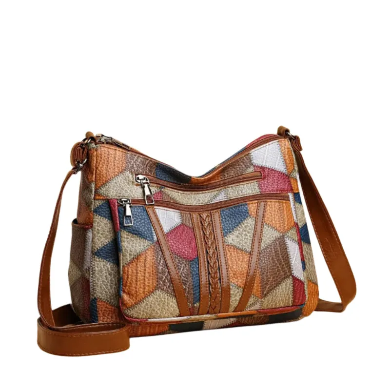 Women's Large Capacity Splicing Work Commuting Travelling Multi-pocket Crossbody Shoulder Bag