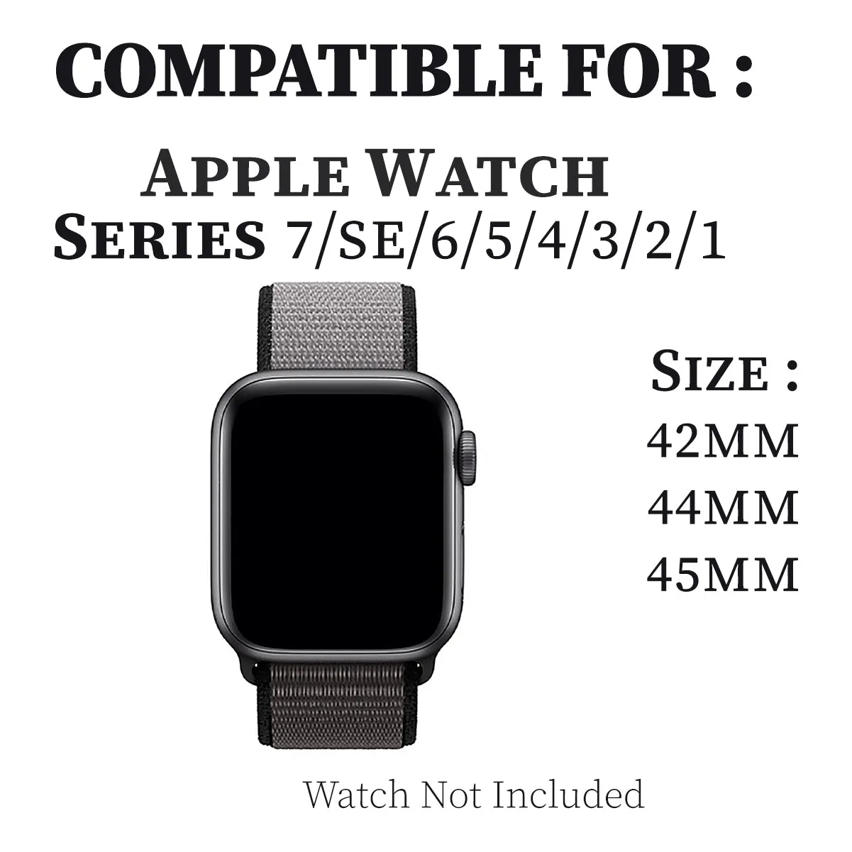Woven Nylon Strap For Apple Watch-Anchor Gray(42/44/45/49mm)